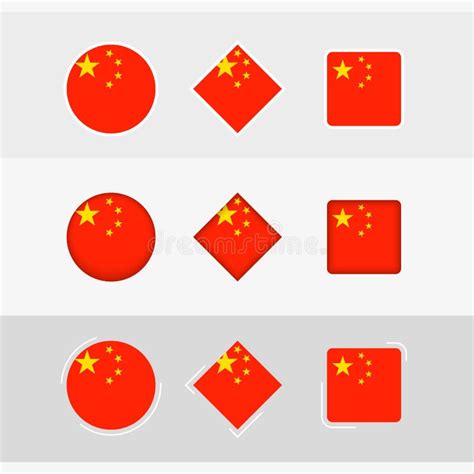 China Flag Icons Set, Vector Flag of China Stock Vector - Illustration of line, simple: 241258955