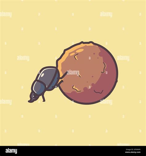 dung beetle is pushing dung. premium cartoon insect Stock Vector Image & Art - Alamy