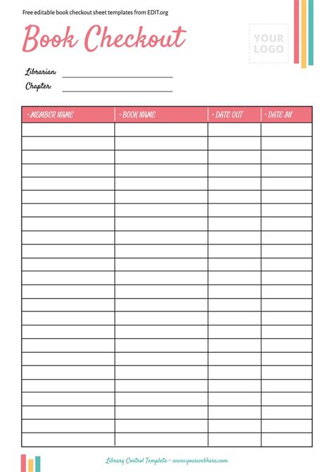 Printable Library Checkout Sheet Templates