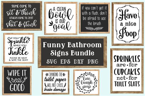 Bathroom Signs Bundle - SVG, EPS, DXF, PNG By Craft Pixel Perfect | TheHungryJPEG.com