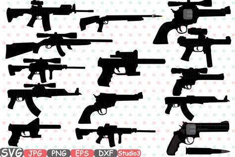 Hunting Guns Cutting Files SVG Silhouette Clip Art Black Skeleton Vintage Antique Digital ...