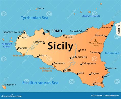 Sicily Map Royalty Free Stock Image - Image: 28161966