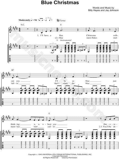 Blue Christmas Elvis Chords - Sheet and Chords Collection