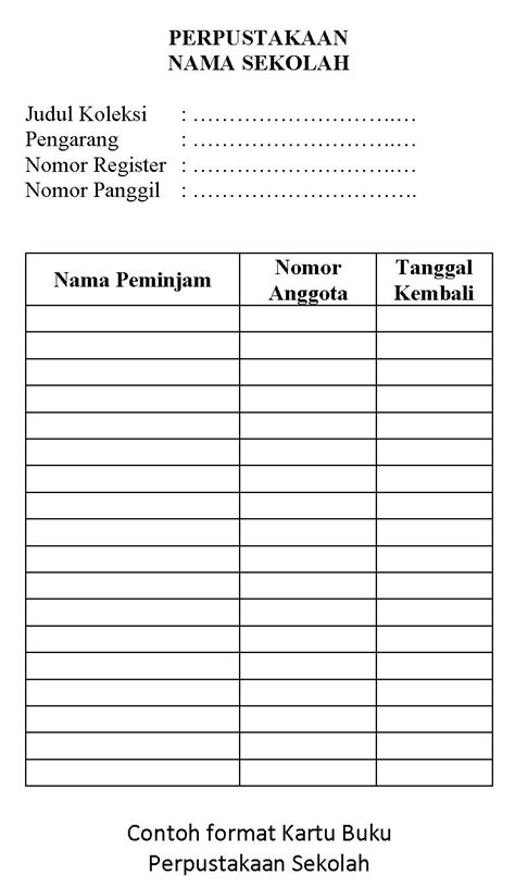 Contoh Format Buku Peminjaman Perpustakaan Digital Imagesee - Riset