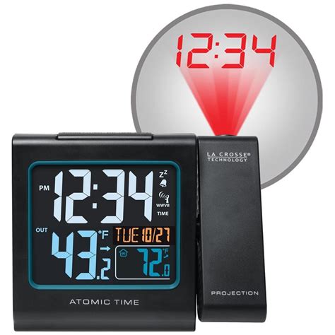 La Crosse Technology 5 in. Color Projection Atomic Digital Alarm Clock ...