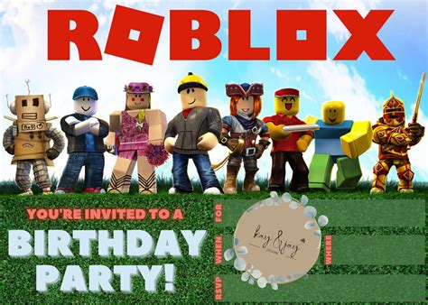 ROBLOX Birthday Party Invitation -digital Download Easy To Print At Home -Red Black Roblox ...