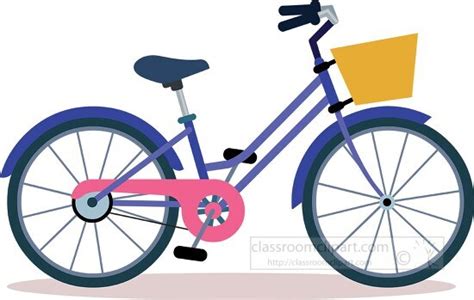 Bicycle Clipart-two wheeled bicycle with pedals and basket clipart