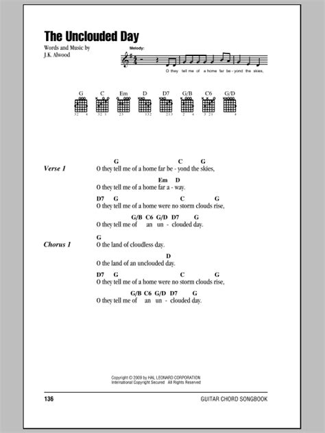 The Unclouded Day by J.K. Alwood - Guitar Chords/Lyrics - Guitar Instructor