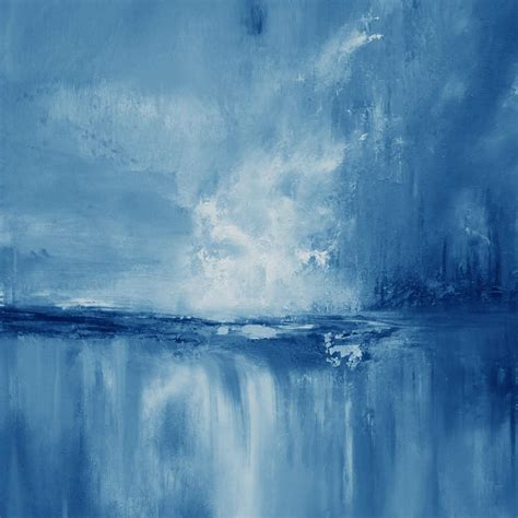 Large Wall Art Light Blue Sky Oil Painting,Large Original Sea Level Blue Oil Painting,Sky ...