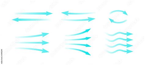 Vektorová grafika „Air flow. Set of blue arrows showing direction of ...