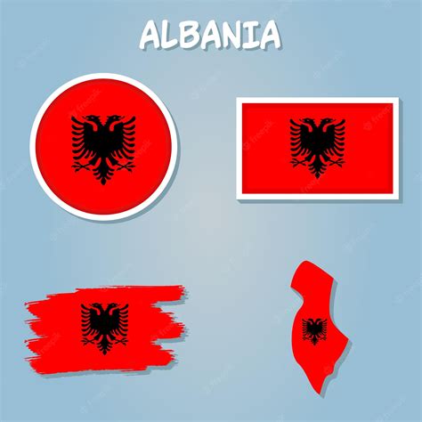 Premium Vector | Map of albania with flag as texture isolated on grey ...