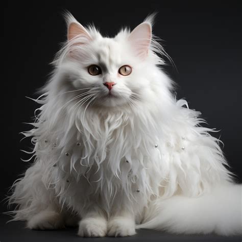 Premium AI Image | a white angora cat on a white background