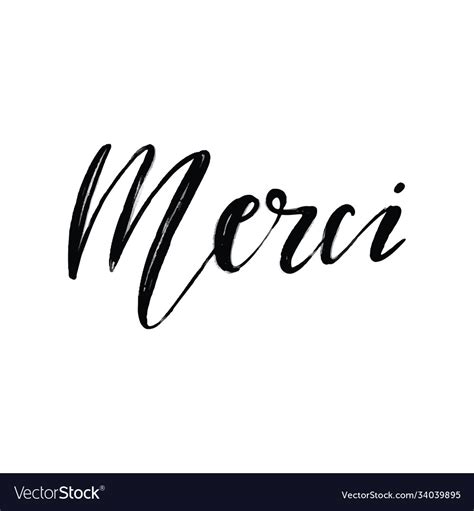 Merci french word meaning thank you custom hand Vector Image