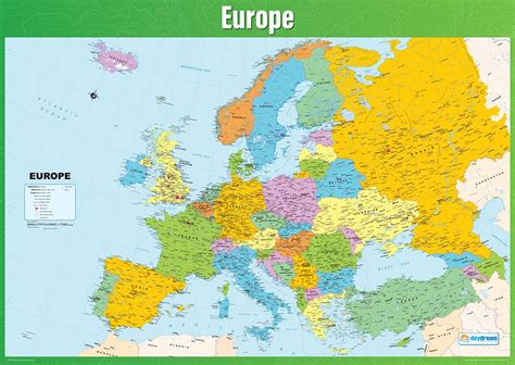 Buy Europe - EXTRA LARGE 33” x 23.5” - Laminated - of Europe Geography Classroom Chart ...