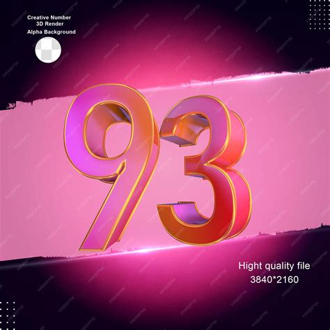 Premium PSD | Pink 3d number 93 for design