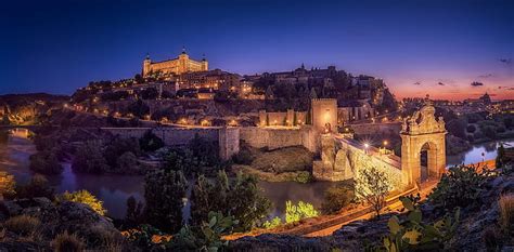 HD wallpaper: night, the city, lights, castle, panorama, Spain, Toledo ...