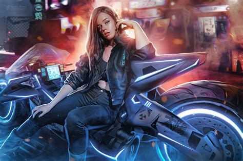 Cyberpunk Biker Girl Art Wallpaper,HD Artist Wallpapers,4k Wallpapers,Images,Backgrounds,Photos ...