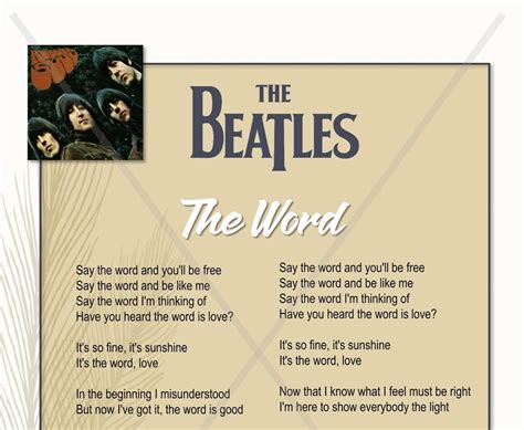 The Word Print the Beatles Beatles Lyrics From the Rubber Soul Album ...