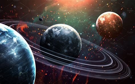 Universe scene with planets stars and galaxies in outer space showing the | Abstract Stock ...