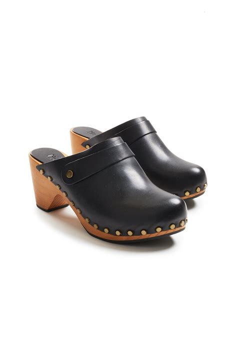 Lisa B. high heel leather clogs - black | Garmentory