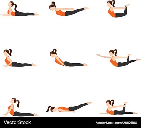 Lying on stomach yoga poses set ii Royalty Free Vector Image