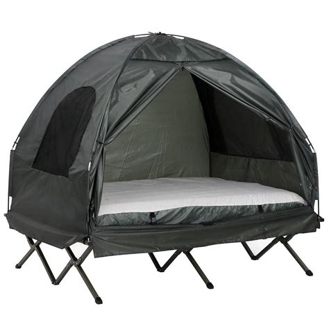 Outsunny 1-Person Polyester Taffeta Pop-Up Cot Tent with Simple Setup and Tough Materials A20 ...