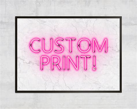 Personalised Pink Neon Art Print Quote Print Custom Text Art - Etsy