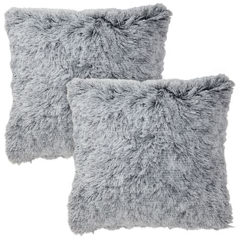 Grey Faux Fur Throw Pillow Covers, Fuzzy Home Decor (20 x 20 Inches, 2 Pack) | Michaels