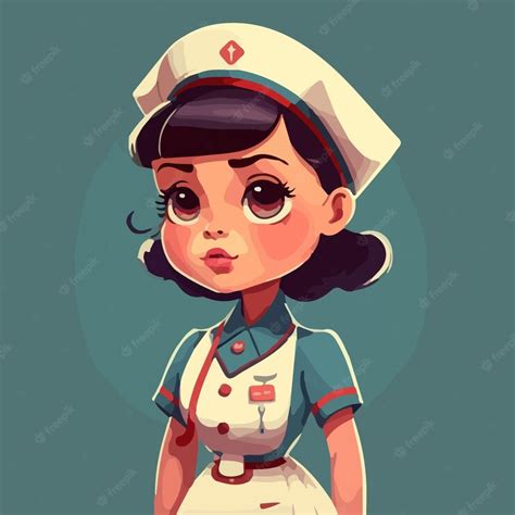 Premium Vector | A cartoon of a nurse with a red cross on her chest.