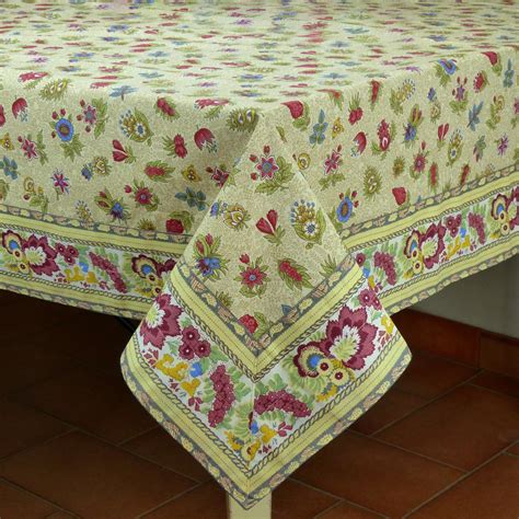 Provencal Square Cotton Tablecloth beige "Floral" pattern