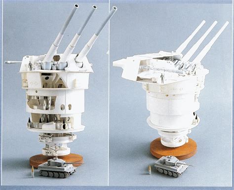 Scale model Yamato turret with APC Type 91 projectile compared to Tiger tank. [1742x1416] : r ...