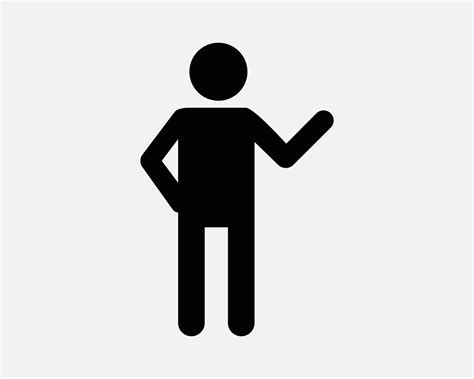 Stick Figure Waving Icon. Man Person Character Pose Gesture Show Point ...