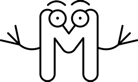 Cartoon Character of Capital Letter M Icon in Black Outline. 24194611 Vector Art at Vecteezy