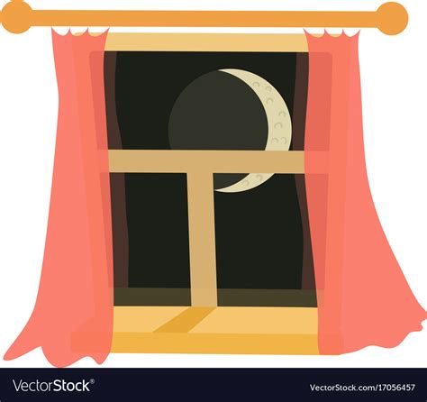 Window night icon cartoon style Royalty Free Vector Image