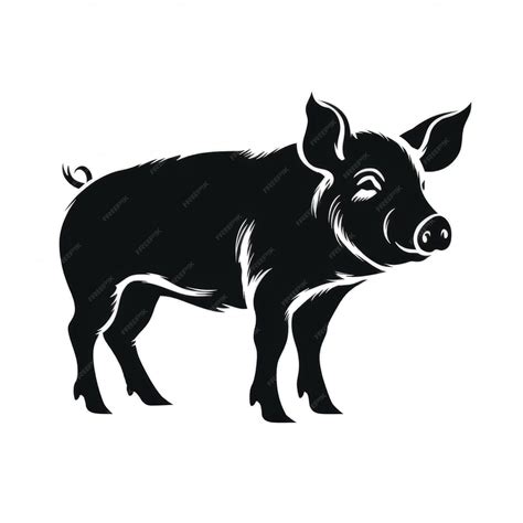 Premium Photo | A silhouette black pig standing on a white background