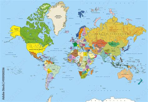 World Map With Countries And Capitals In English