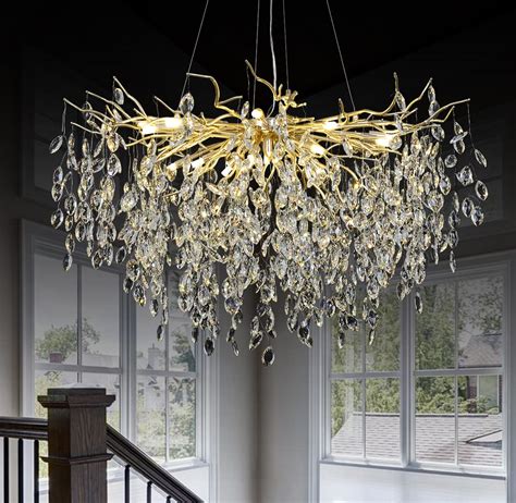 Akeelighting Gold Crystal Chandelier Modern Chandeliers High Ceiling Tree Branch Chandelier ...