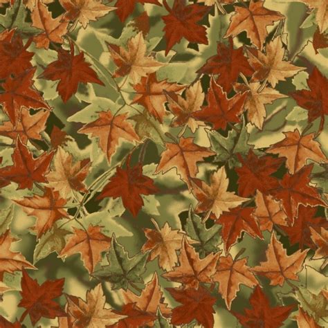 VelvaFleece Foliage Leaves Leaf Packed Autumn Green Fabric Print by the Yard o36460b