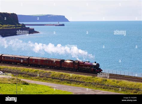 Steam locomotive LMS Jubilee Class 45699 Galatea. Tanyard Bay, Parton, Whitehaven, Cumbria ...