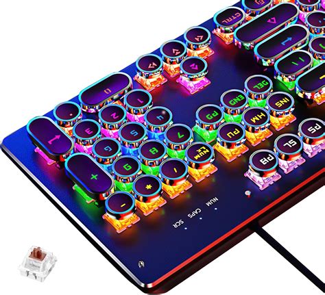 Basaltech Mechanical Light Up Keyboard With LED Backlit, Typewriter Style Gaming Keyboard With ...