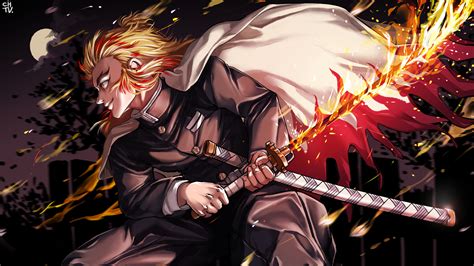 1920x1080 Resolution Kyojuro Rengoku HD Demon Slayer 2022 Art 1080P Laptop Full HD Wallpaper ...