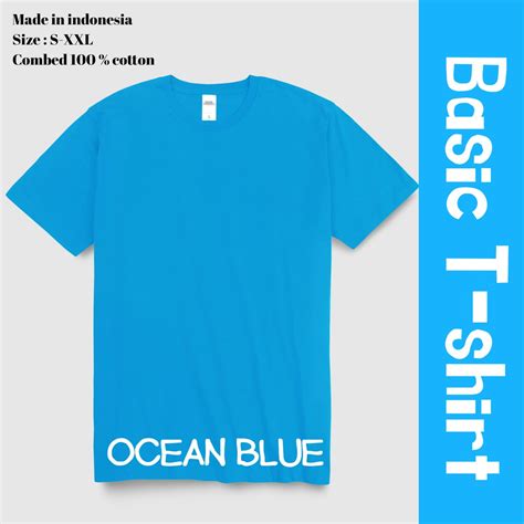 Jual Basic Tshirt / Kaos Polos Warna Biru Laut / Ocean Blue | Shopee ...