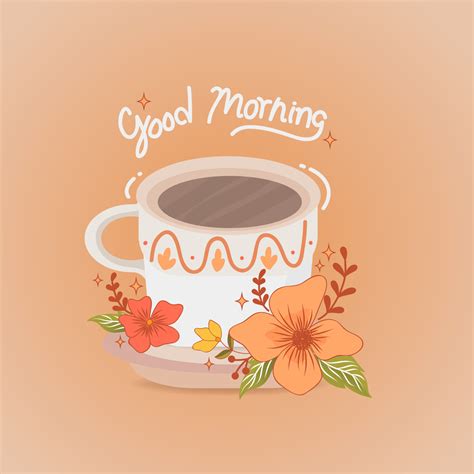 good morning aesthetic coffee cup 17446427 Vector Art at Vecteezy