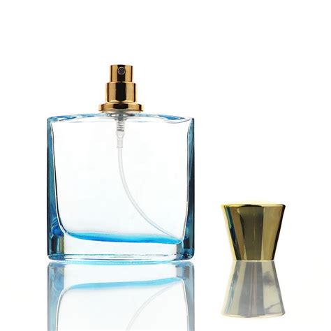 China Designer Square Blue Perfume Glass Bottle 100 ml Custom, High Quality perfume bottle ...