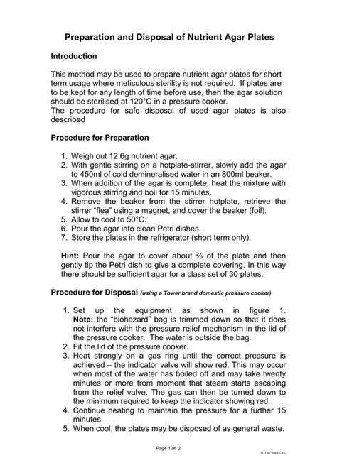 Preparation of Nutrient Agar Plates