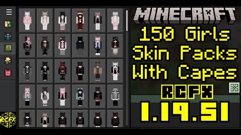 150 Girls Skin Packs With Capes For Minecraft 1.19.51 (Mobile and PC) - YouTube