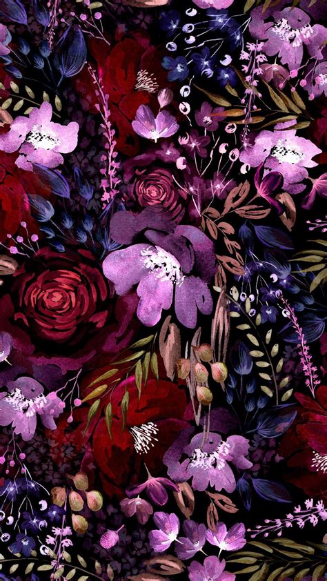 Dark Floral Chaos Wallpaper in 2023 | Floral wallpaper iphone, Flower ...