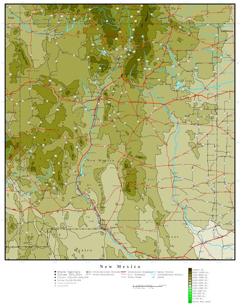 New Mexico Elevation Map