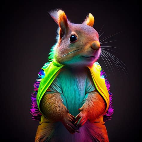 Premium AI Image | A squirrel with a rainbow shirt that says'squirrel'on it