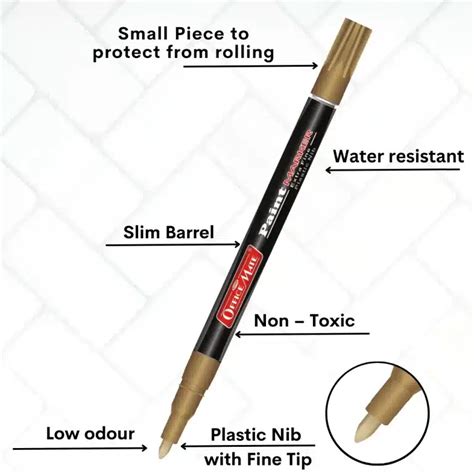 Fine Tip Paint Markers Pen with plastic nib 1pc golden - Soni Office Mate